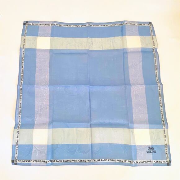 CELINE Vintage Handkerchief Neckerchief Pocket Square Bandana Turban New - Picture 3 of 8